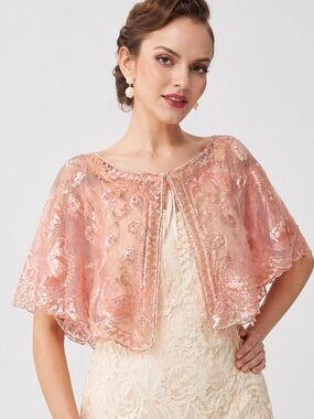 NWT Anne Klein Embroidered Capelet Shawl 🌸 One Size Bridal Summer Sequence